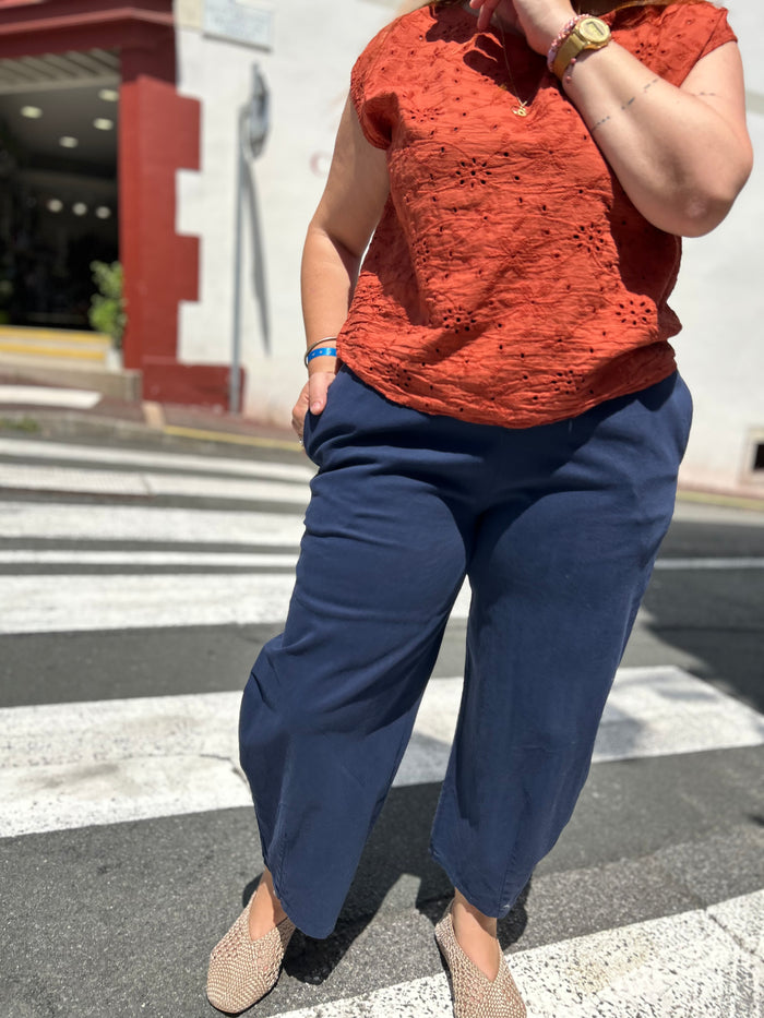 Pantalon Barrel Bleu Marine – Taille Unique