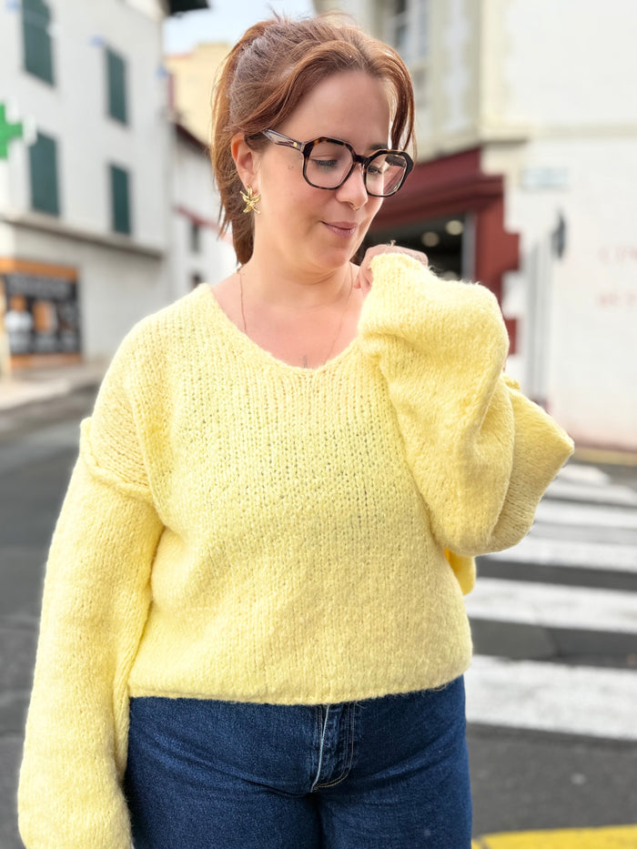 Gros pull en maille - Jaune