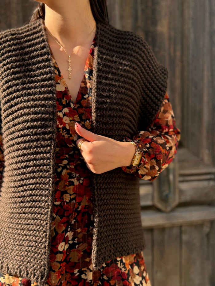 Gilet sans manches femme en grosse maille