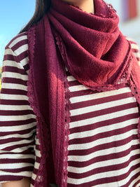 Écharpe femme en viscose avec bordure ajourée