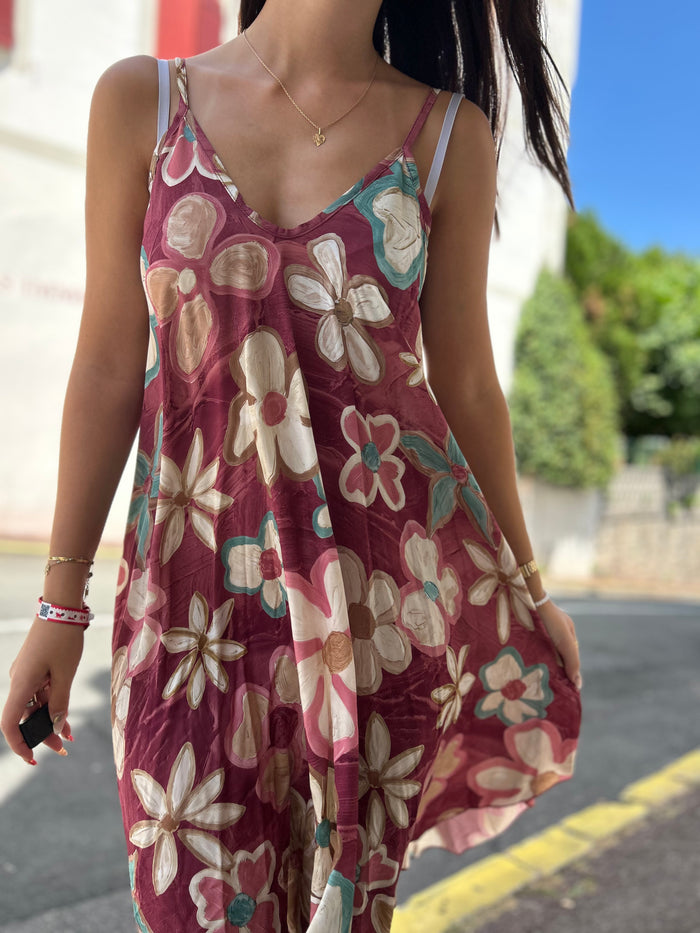 Robe Fleurie Bretelles – Taille Unique