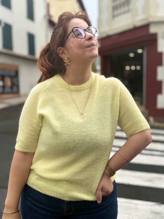 Pull manches courtes - Baby Alpaga - Jaune