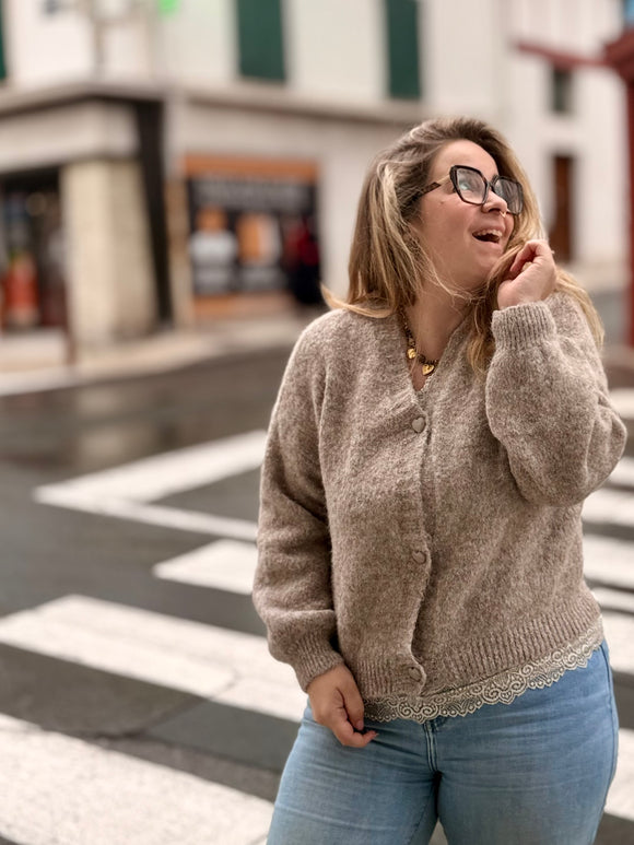 🖤 gilet tout doux à boutons cœur – taupe grisé