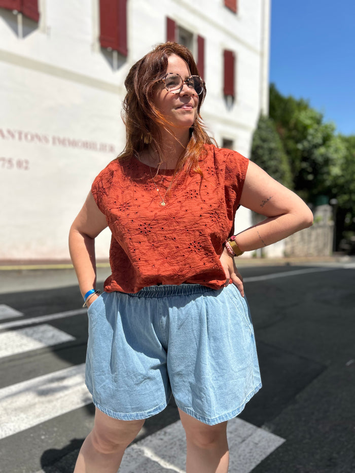 Short Jean Clair Effet Jupe-Short – Coupe Ample & Confortable