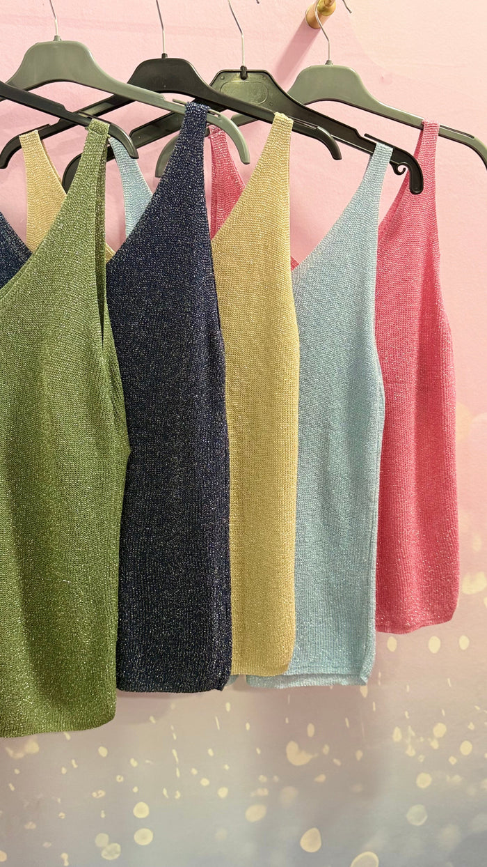 Débardeur Col V Pailleté Lurex