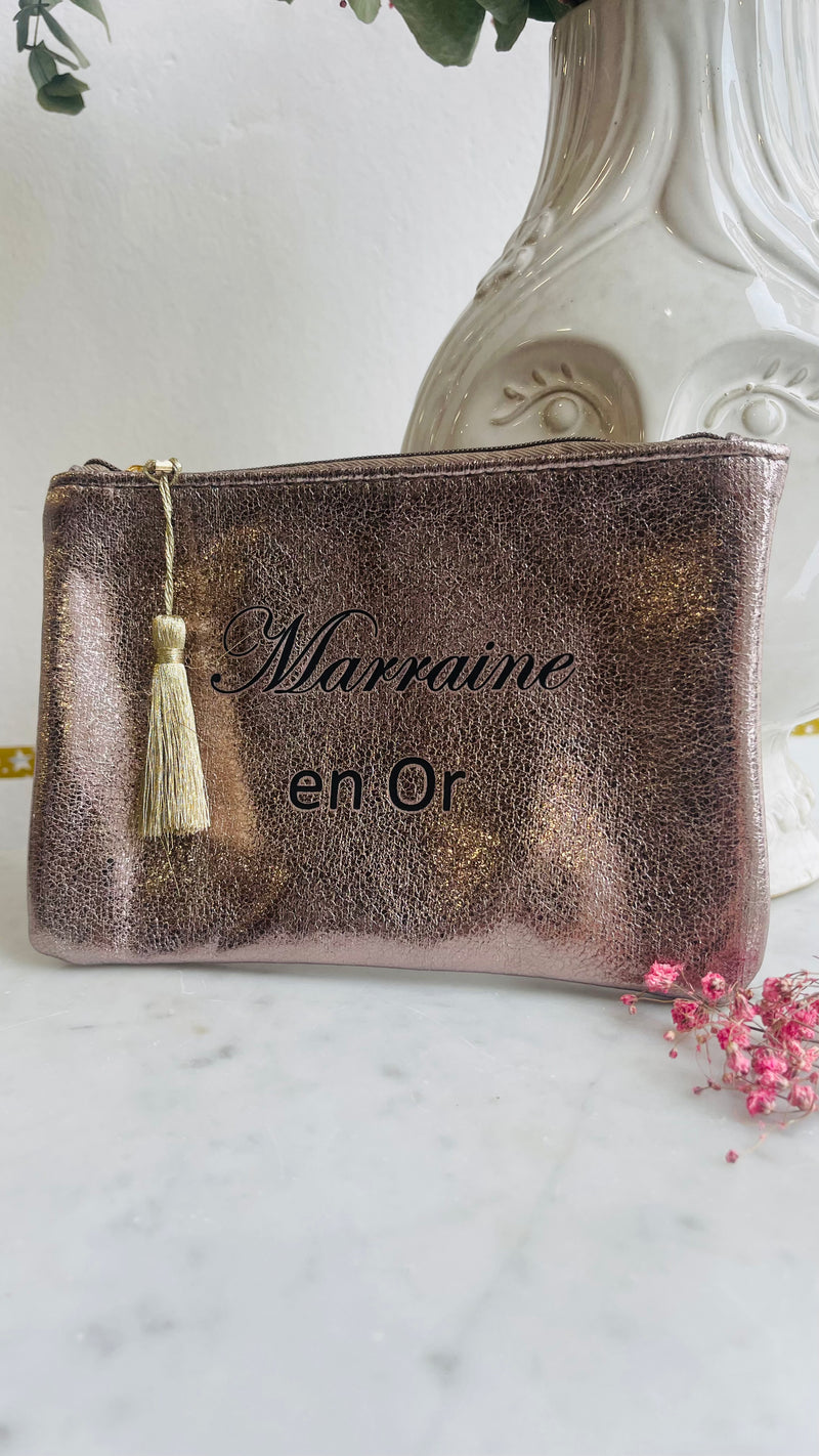 Pochette - marraine en Or - métallisé