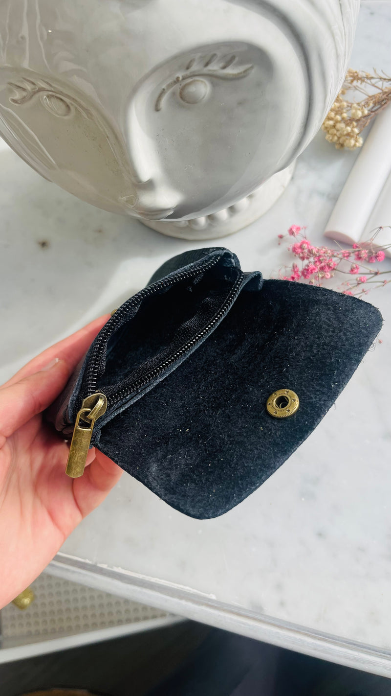 Porte monnaie Cuir véritable-noir