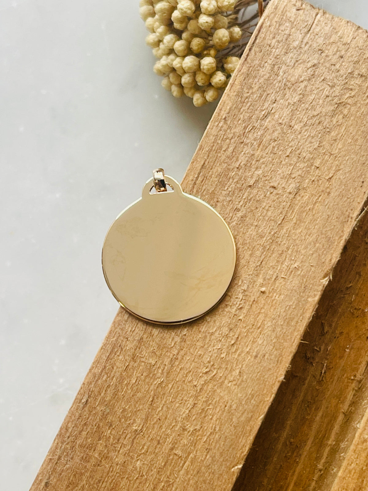 Pendentif rond plat Plaqué or