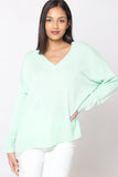 Pull- col V - menthe