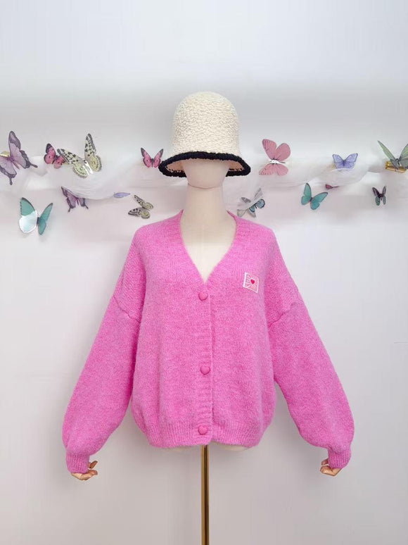 💖 GILET COEUR ROSE FUSHIA