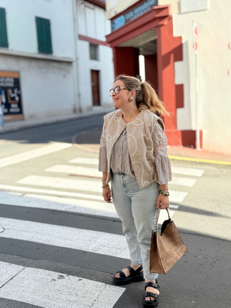 GILET AJOURÉ BEIGE – ITALIE