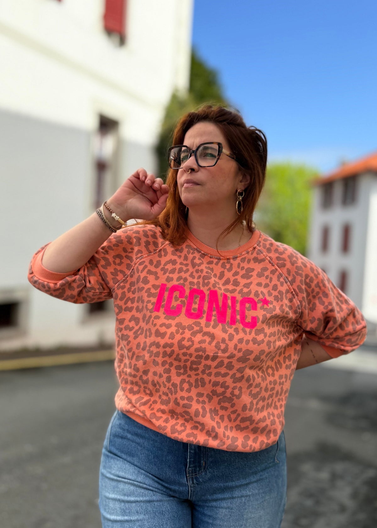 Sweat léopard rose ICONIC confortable et ultra tendance