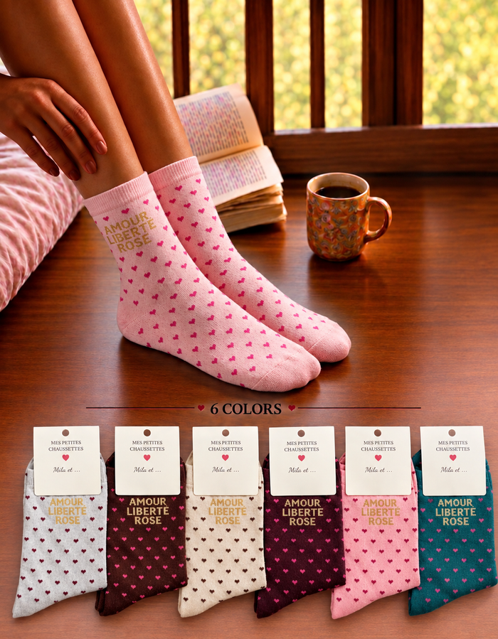 Chaussettes "Amour Liberté Rosé"