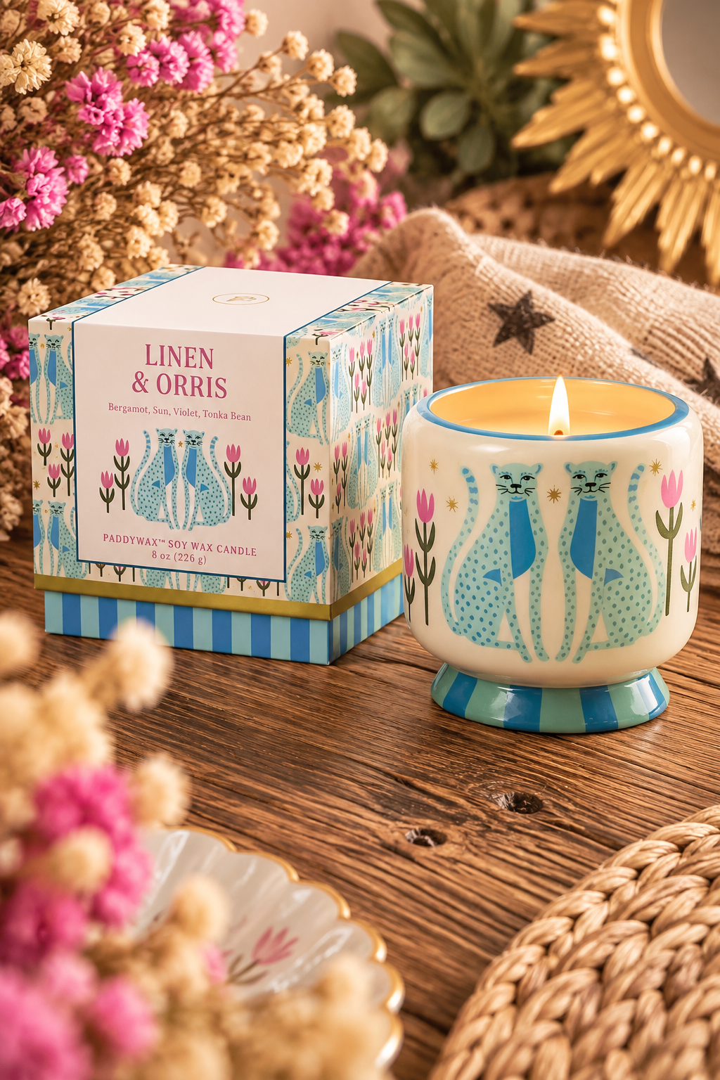 Bougie A Dopo Guépards Bleus – Lin & Iris PADDYWAX