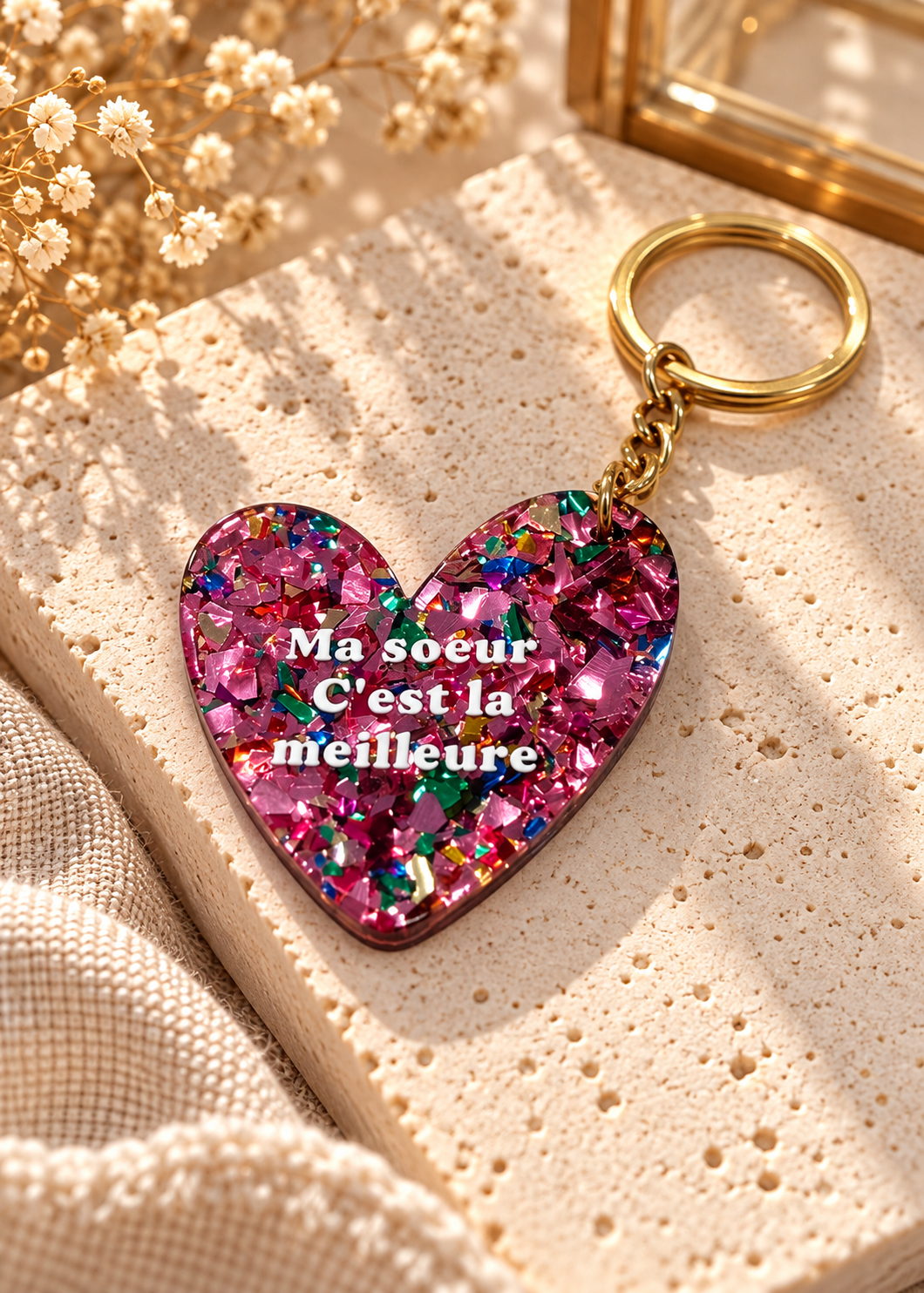 Porte-clés cœur à message