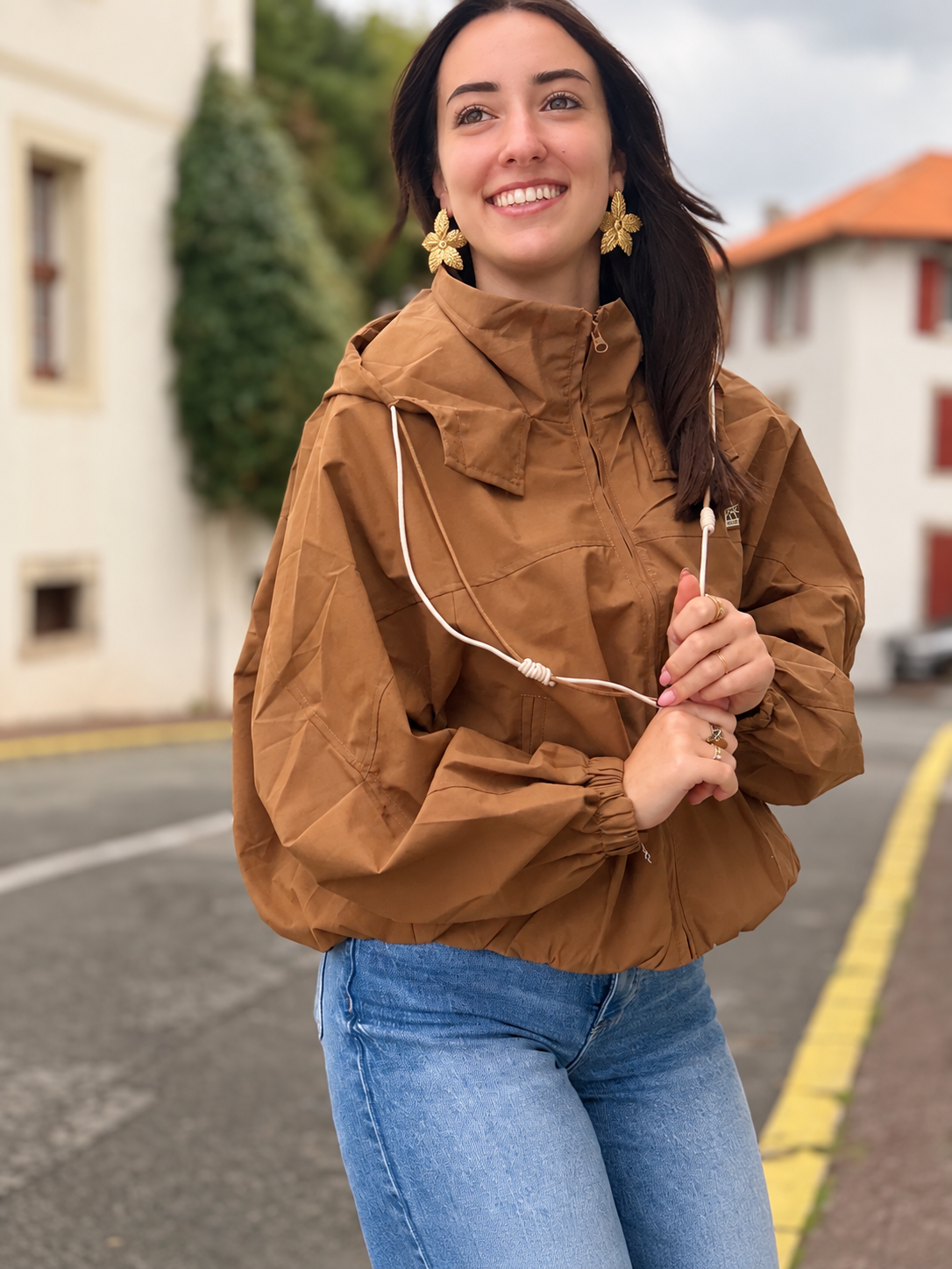Veste bomber imperméable camel femme – hyper tendance