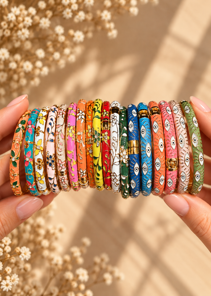 Bracelet jonc thaïlandais coloré femme en laiton