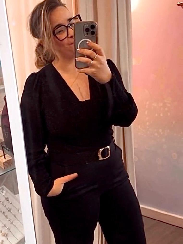 ✨ Body femme pailleté col V