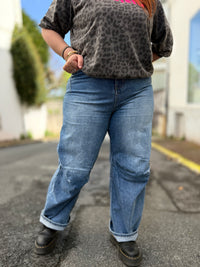 Pantalon Jean Femme Barrel – Coupe Tonneau Légèrement Délavé