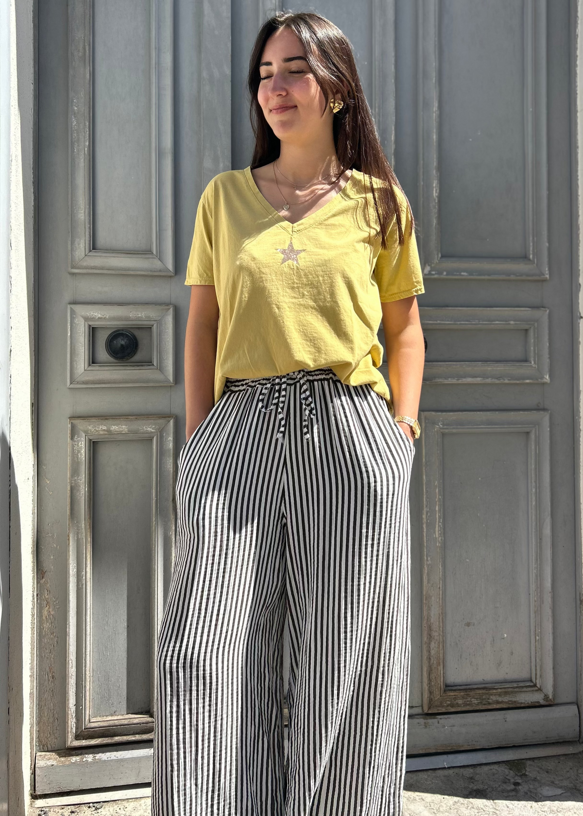 Pantalon gaze de coton palazzo 