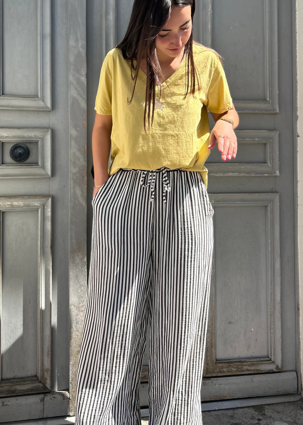Pantalon gaze de coton palazzo 