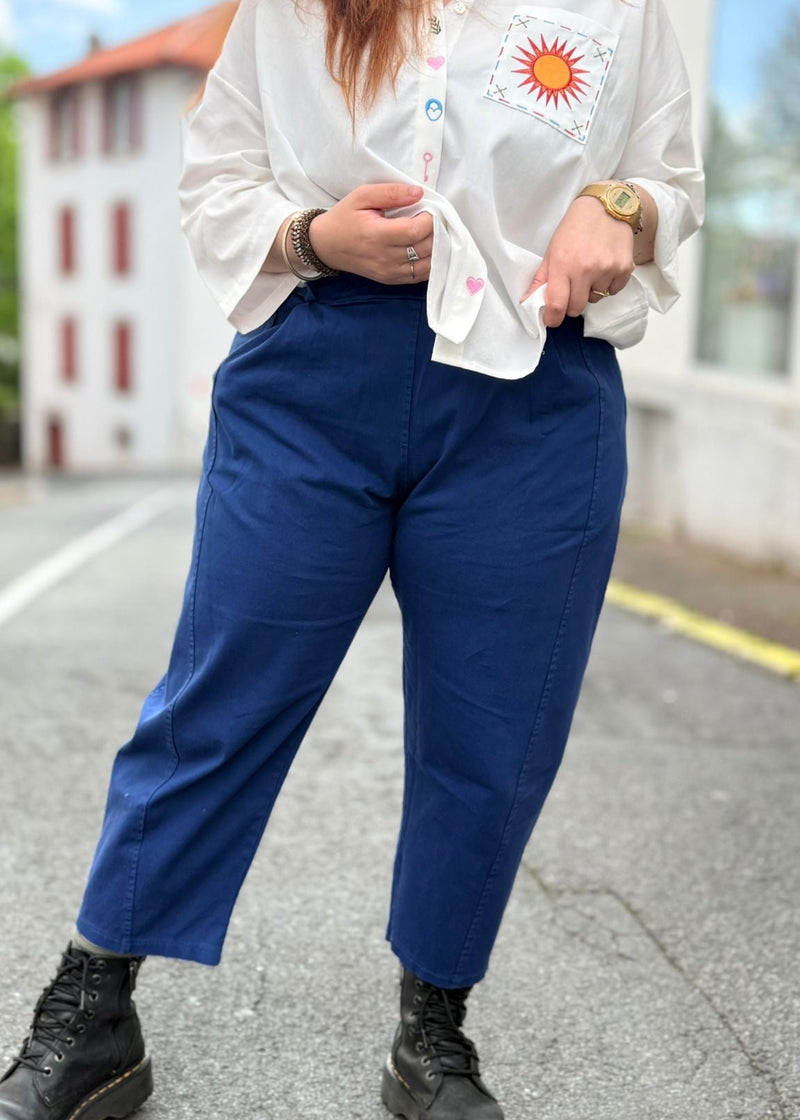 Jean Barrel Bleu – Coupe Tendance Taille Élastique Été 2026