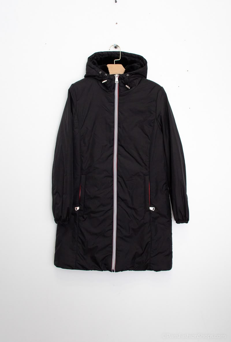 Veste longue imperméable fourrée – Noire
