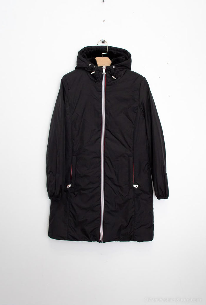 Veste longue imperméable fourrée – Noire