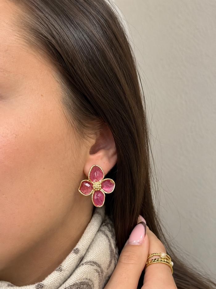 Boucles d’oreilles fleurs en acier inoxydable