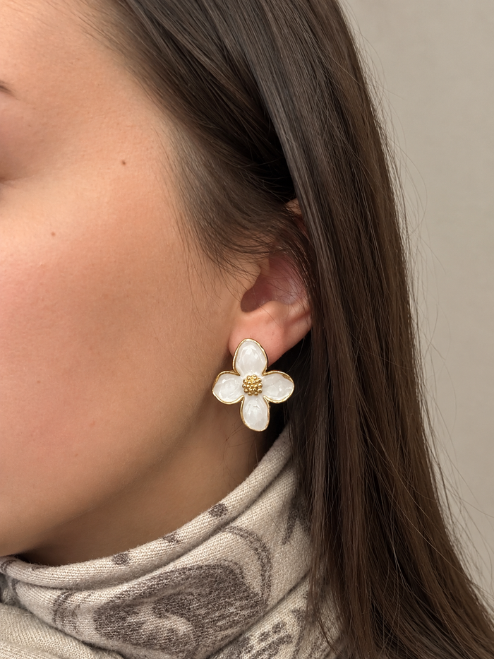 Boucles d’oreilles fleurs en acier inoxydable
