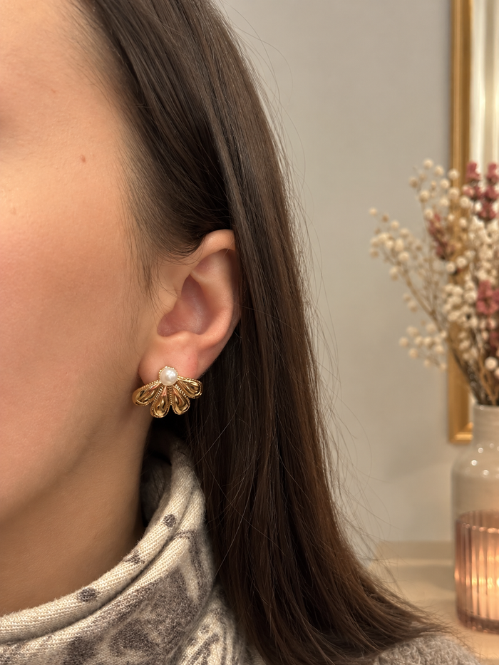 Boucles d’oreilles fleurs dorées en acier inoxydable