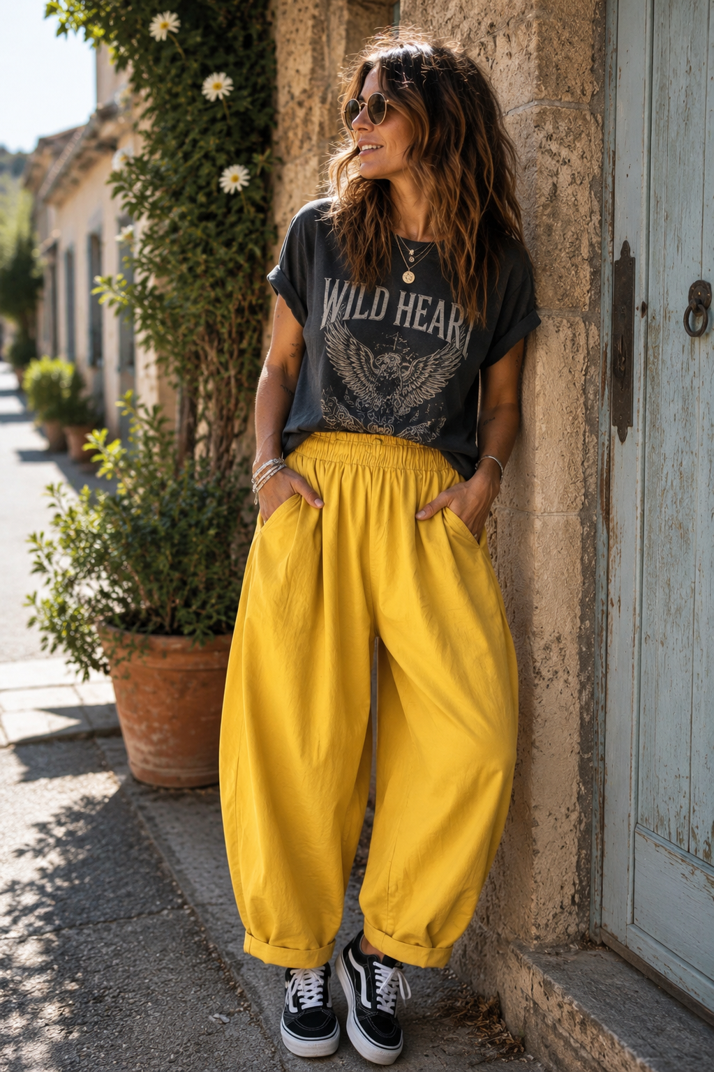 Pantalon Barrel Jaune – Taille Unique
