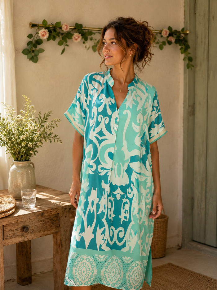 Robe oversize - viscose - vert d'eau