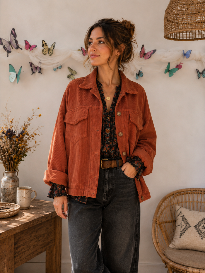 Veste en velours - Terracotta