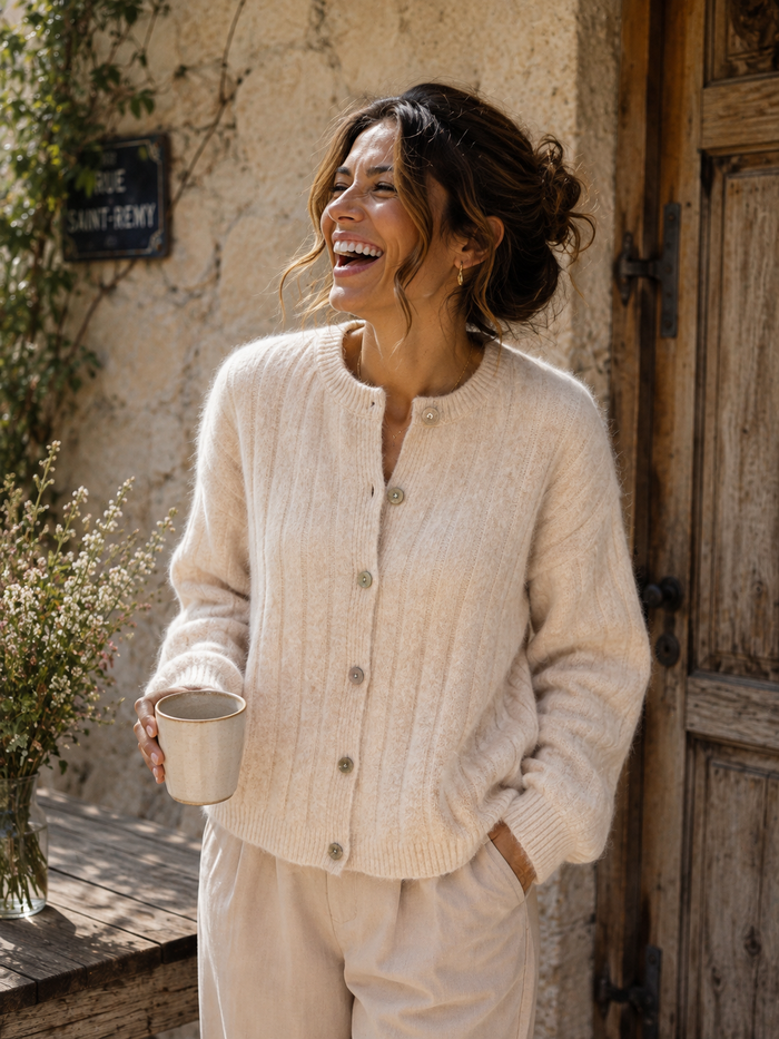 Gilet tout doux Ecru - Taille unique