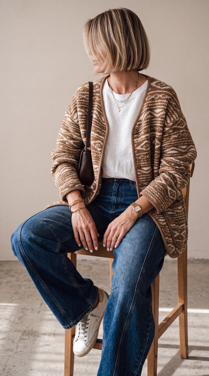 Cardigan Jacquard Ethnique | 2 couleurs