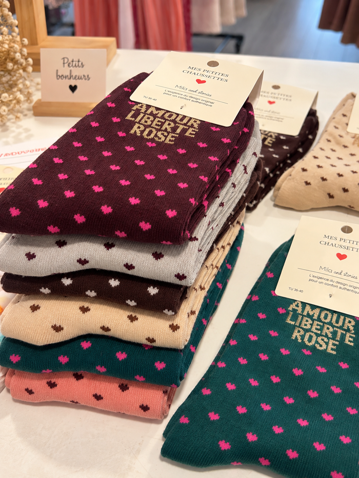 Chaussettes "Amour Liberté Rosé"