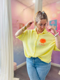 Chemise Oversize Jaune Gaze Coton 'LE SOLEIL' - Brodée Très Ample 38-50+