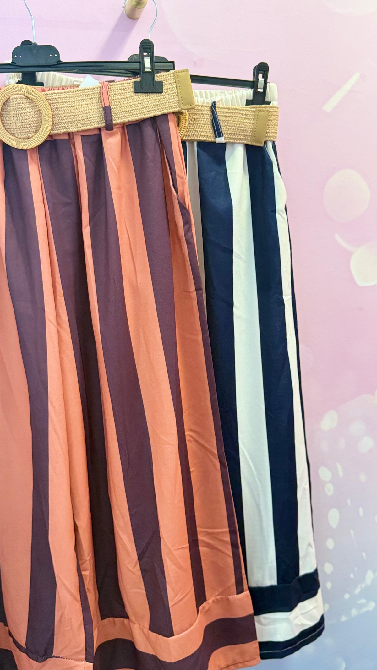 Jupe Culotte Rayée + Ceinture Raffia Offerte – Taille Unique