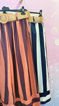 Jupe Culotte Rayée + Ceinture Raffia Offerte – Taille Unique