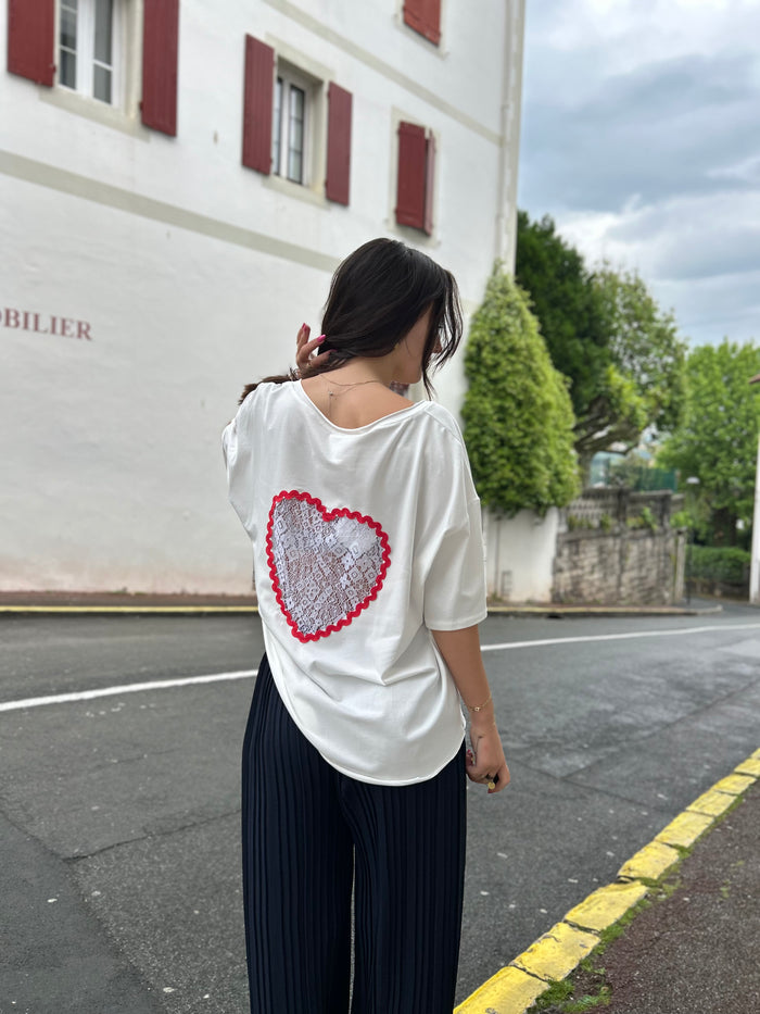 Tee shirt cœur dentelle tendance 2026