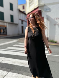 Robe Plissée Noire + Collier Offert