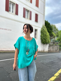 Tee shirt bleu turquoise été 
