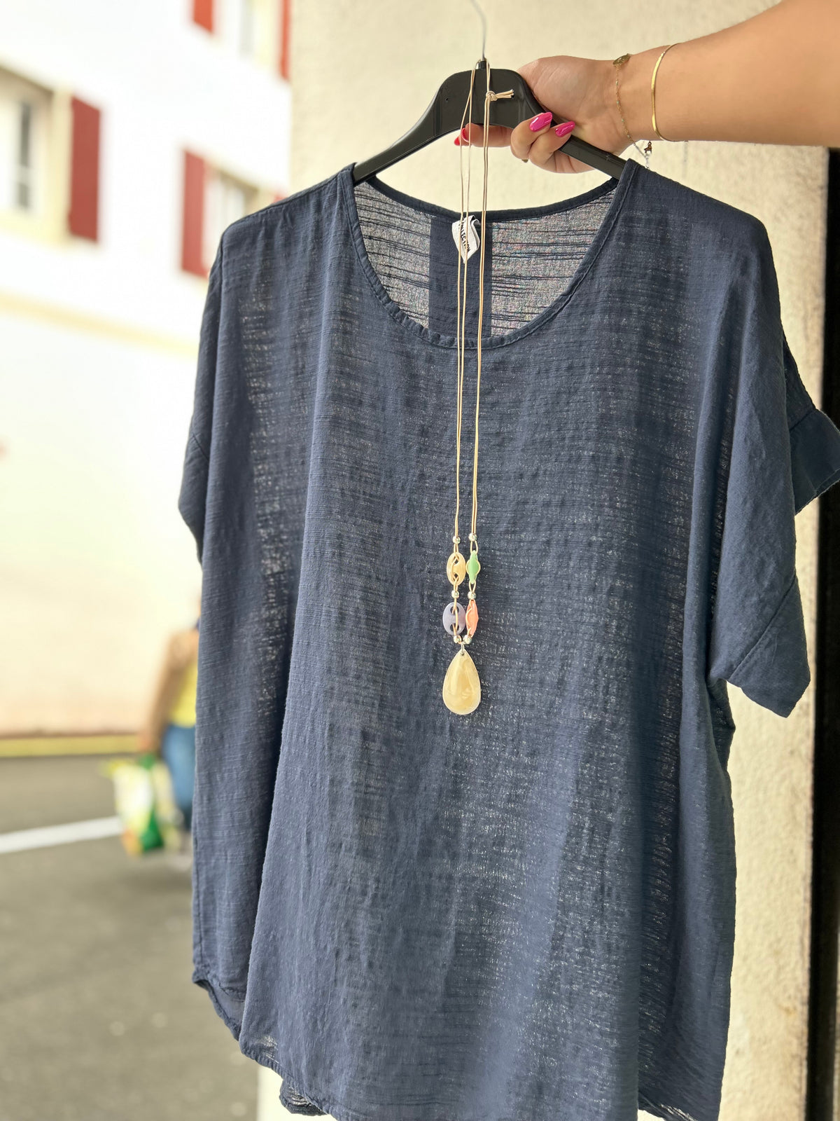 Tee shirt bleu été 