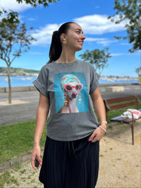 Tee shirt imprimé chien stylé tendance 