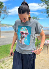 Tee shirt imprimé chien stylé 