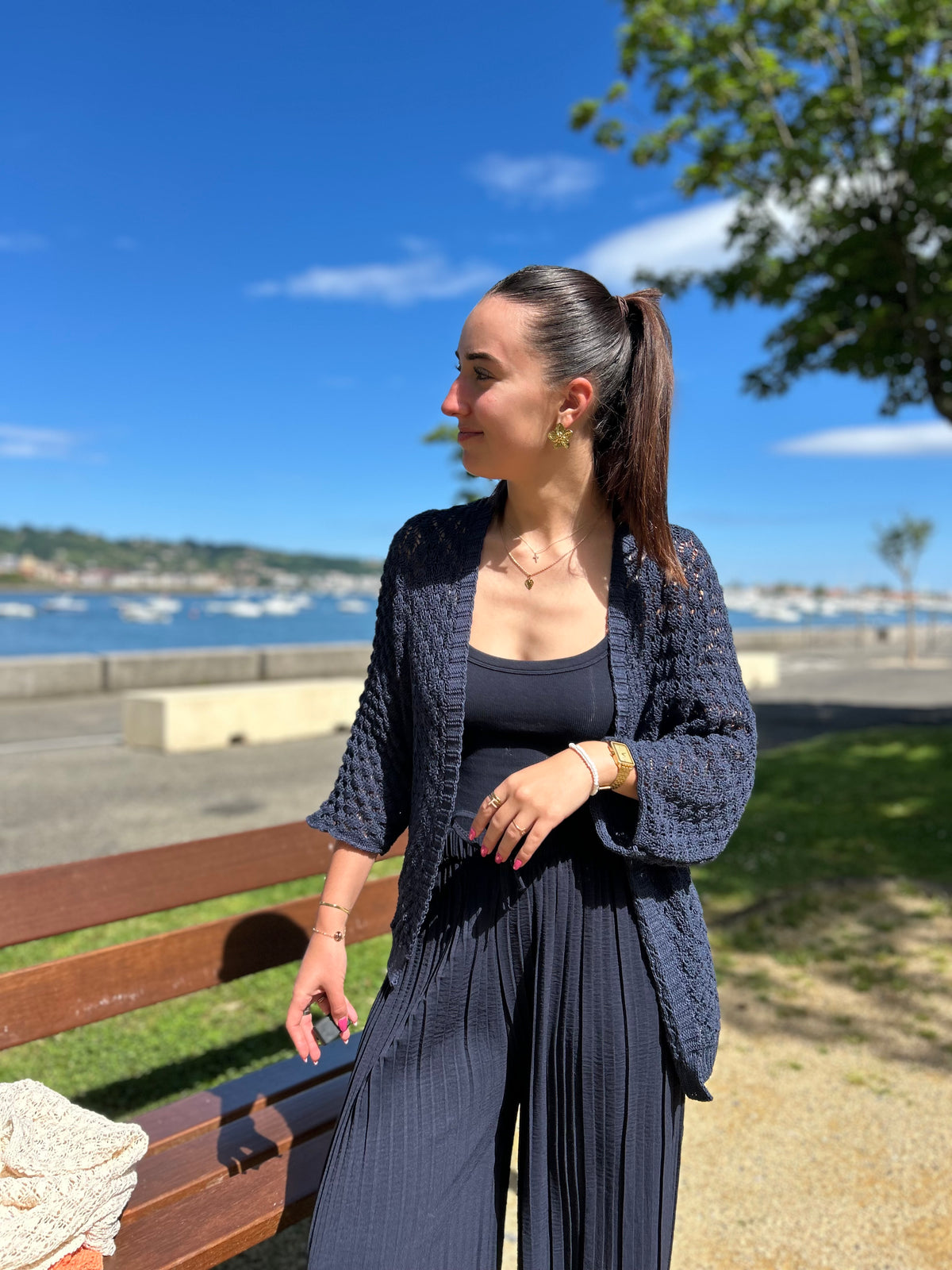 Gilet Mi-long en Maille | Taille Unique
