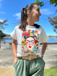 Tee shirt Frida Kahlo fleurie 