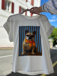 Tee shirt imprimé bouledogue 