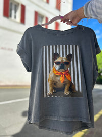 Tee shirt imprimé bouledogue 